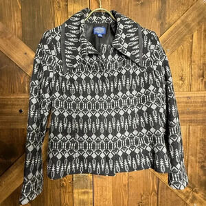 NEW Pendleton Black and White Southwestern Pattern Zip Up Jacket Wool Size SP